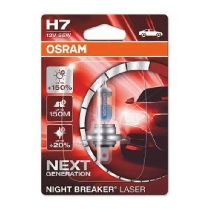 Лампа автомобильная Osram Night Breaker Laser +150%, H7, 12 В, 55 Вт, 64210NL-01B Лампа автомобильная Osram Night Breaker Laser +150%, H7, 12 В, 55 Вт, 64210NL-01B