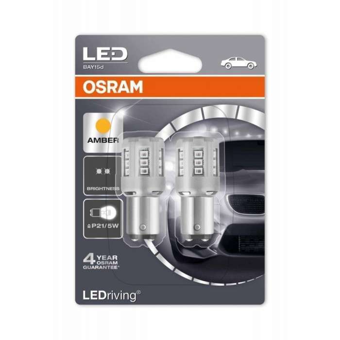 Лампа светодиодная OSRAM 12 В, P21/5 Вт, 2.0/0.4 Вт, Amber LEDriving standart, набор 2 шт Лампа светодиодная OSRAM 12 В, P21/5 Вт, 2.0/0.4 Вт, Amber LEDriving standart, набор 2 шт