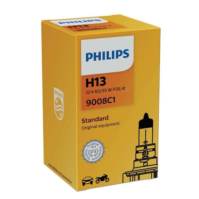 Лампа автомобильная Philips, H13, 12 В, 60/55 Вт, 9008C1