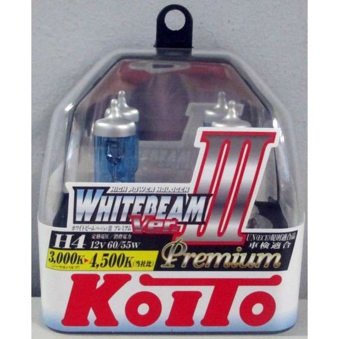 Лампа автомобильная Koito, H4, 12 В (60/55w) P43t Whitebeam III Premium 4500K, 2 шт Лампа автомобильная Koito, H4, 12 В (60/55w) P43t Whitebeam III Premium 4500K, 2 шт